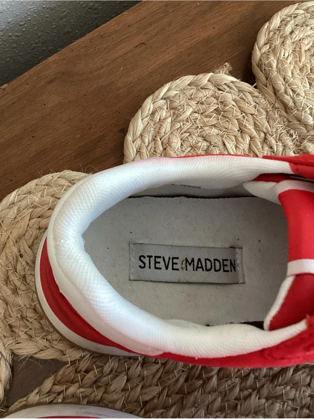 Steve Madden Red and White Women's Athletic Sneakers